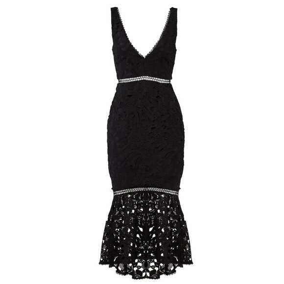 Nicholas Azalia Lace Plunge Dress in Black | Size 4 - Picture 3 of 9